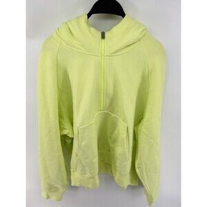Athleta Women Sz L Citron/Yellow Green Easy Fleece 1/2 Zip Hoodie
